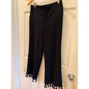 Black Tassel Hem Womens Pants By Signature Studio Size S